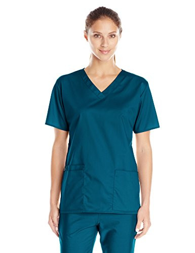 WonderWink Womens Wonderwork VNeck Scrub Top Caribbean Large