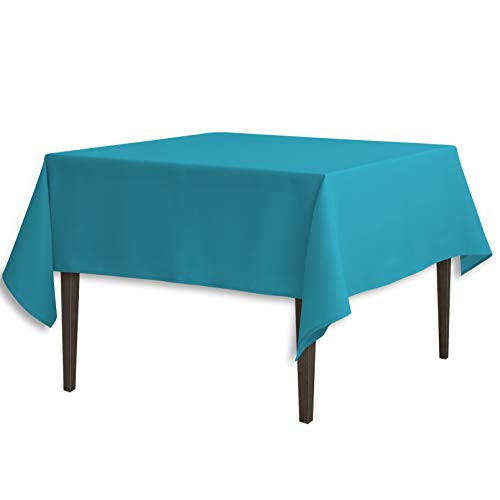 LinenTablecloth 85Inch Square Polyester Tablecloth Turquoise