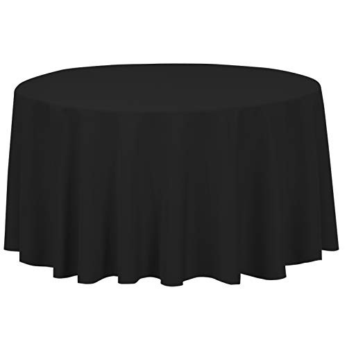 LinenTablecloth 120 in Round Economy Polyester Tablecloth Black