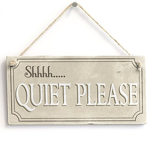 Shhhh..... QUIET PLEASE - Handmade Rustic Hanging Wooden Library Home Decor Sign Wooden Hanging Sign 4" X 8"