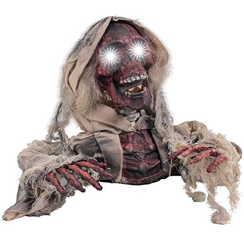 Halloween Haunters Animated Realistic Burnt Skeleton Corpse Groundbreaker Graveyard Prop Decoration  Scary Zombie Rotten Flesh Human Mummy Bones Skull Arms  Haunted House Cemetery Tombstone Display