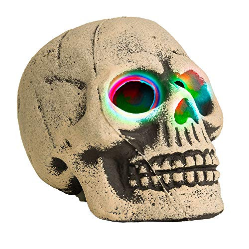 Halloween Haunters LifeSize Ghost Skull with Sonic Flashing Purple Eyes Prop Decoration  Scary Realistic Foam Zombie Face Head Evil Ghoul  Haunted House Graveyard Groundbreaker Entryway Party Di