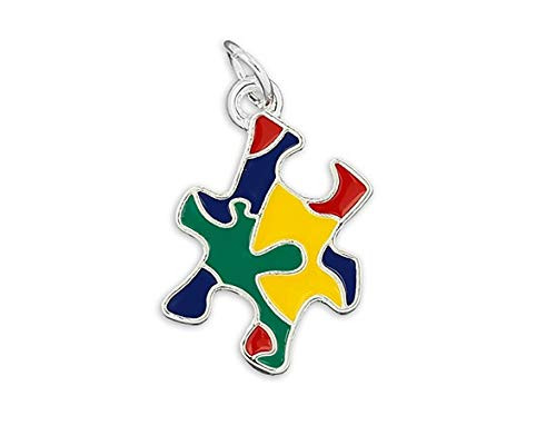 Fundraising For A Cause  Autism Awareness Brightly Colored Puzzle Piece Charm  Autism Puzzle Piece Shaped Charm Awareness and JewelryMaking 1 Charm