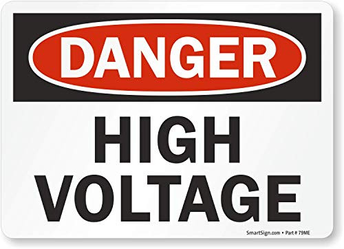 SmartSign Adhesive Vinyl OSHA Safety Sign Legend Danger High Voltage 5 high x 7 wide BlackRed on White SmartSign Adhesive Vinyl OSHA Safety Sign Legend Danger High Voltage 5 high x 7 wide BlackRed on White