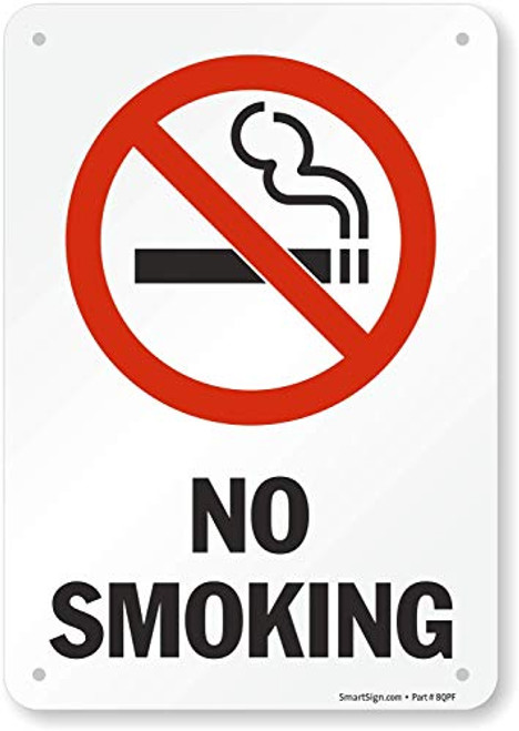 SmartSign Aluminum Sign Legend No Smoking with Graphic 10 high x 7 wide BlackRed on White