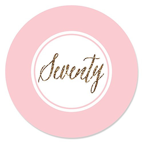 Big Dot of Happiness Chic 70th Birthday  Pink and Gold  Birthday Party Circle Sticker Labels  24 Count