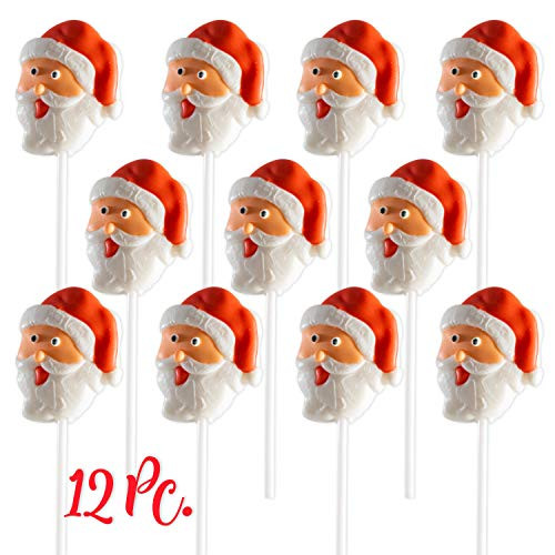 Christmas Santa Lollipops 12 Pack Great for Christmas Goody Bag Fillers or Christmas Stocking Stuffers