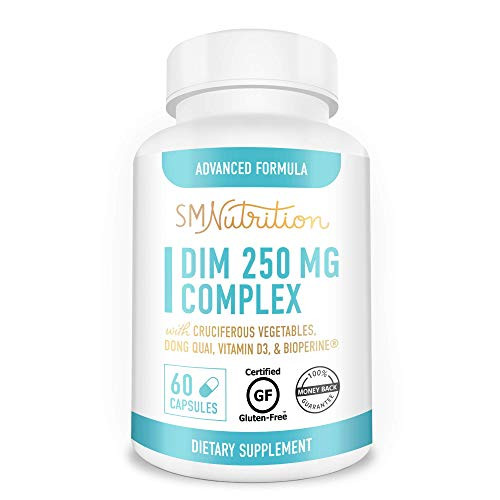 DIM Supplement 250mg Plus BioPerine Broccoli Sprouts Seed Dong Quai Vitamin D Organic Alfalfa  Broccoli Menopause Hormone Balance Hormonal Acne PCOS