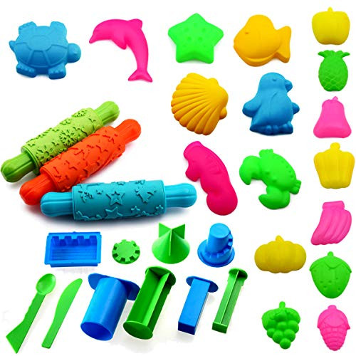 BESTZY Dough Tools Kit-Set of 28 Pcs Smart Dough Tools Kit/ Clay Modelling Tool Kit Dough Rollers /Modelling Dough and Tools