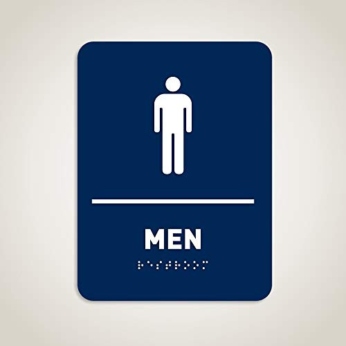 Men Restroom Identification Sign  ADA Compliant Bathroom Sign Raised Icons Raised Braille Midnight Blue TCO Inspection Certified  by GDS Architectural Signage