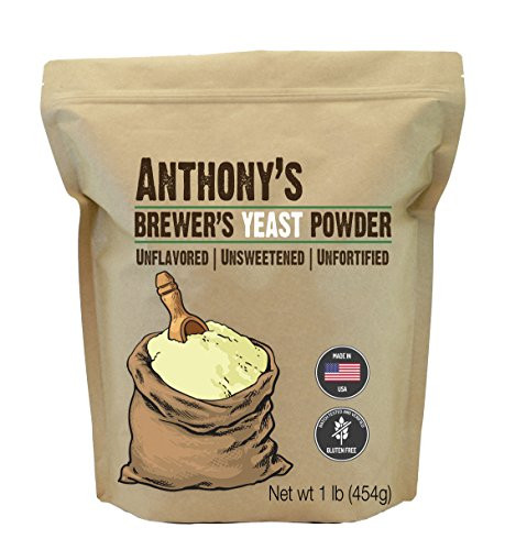 Anthonys Brewers Yeast 1 lb Made in USA Gluten Free Unflavored and Unsweetened