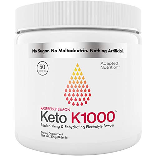 Keto K1000 Electrolyte Powder  Boost Energy  Beat Leg Cramps  No Maltodextrin or Sugar  Raspberry Lemon  50 Servings