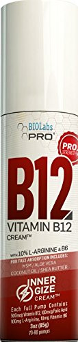 INNERGIZE B12 Cream  All Natural Topical B12 wB6  10 LArginine  Advanced Neurological  PreWorkout Support  Professional Grade Methyl B12  B6