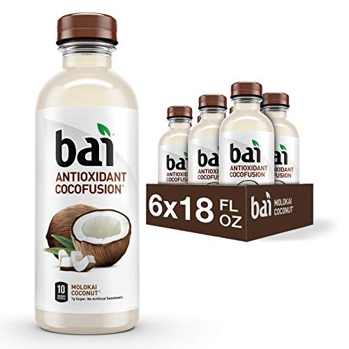 Bai Coconut Flavored Water Molokai Coconut Antioxidant Infused Drinks 18 Fluid Ounce Bottles 6 Count