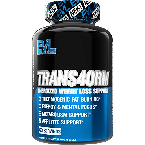 Evlution Nutrition Trans4orm  Complete Thermogenic Fat Burner for Weight Loss Clean Energy and Focus with No Crash Boost Metabolism Suppress Appetite Diet Pills 60 Servings