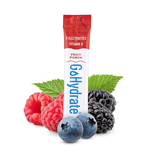 Electrolyte Hydration Drink Mix with Vitamin D Sugar Free Non GMO Gluten Free Electrolyte Powder Hydration Pack Fruit Punch 30 Stick Hydration Powder Packets  GoHydrate