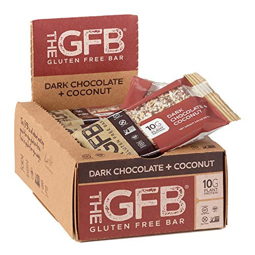 The GFB Gluten Free Protein Bars Dark Chocolate Coconut 205 Ounce Pack of 12 Vegan Dairy Free Non GMO Soy Free The GFB Gluten Free Protein Bars Dark Chocolate Coconut 205 Ounce Pack of 12 Vegan Dairy Free Non GMO Soy Free