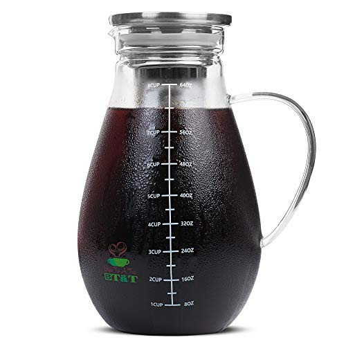 BT? Cold Brew Coffee Maker Iced Coffee Maker 2 Liter 2 Quart 64 oz Iced Tea Maker Cold Brew Maker Tea Pitcher Coffee Accessories Iced Tea Pitcher Cold Brew System Cold Brew Pitcher