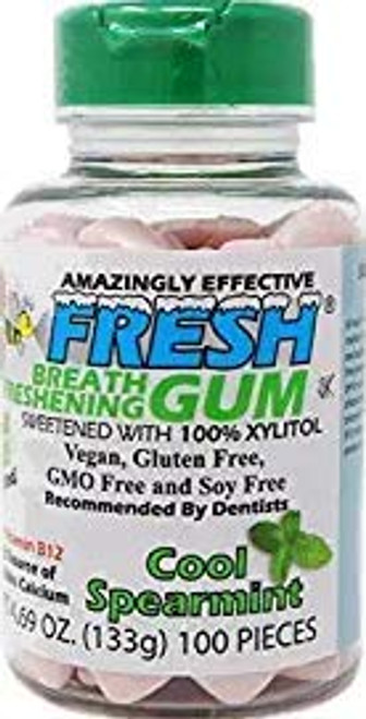 B Fresh Spearmint Xylitol Gum Natural Gum Vegan B12 No Sugar 100 Count