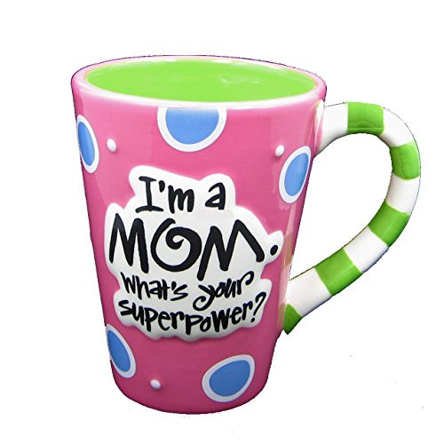 I'm A Mom, What's Your SuperPower?" 12oz Coffee Mug Great Gift for Mother - Pink