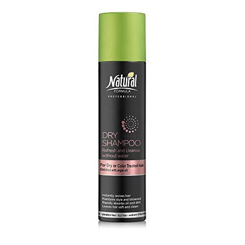 Natural Formula Dry Shampoo For Dry Damaged or Color Treated Hair  Argan Oil Infused Dry Shampoo Hair Spray  Leaves No White Residue  Sodium Chloride Salt Talc SLS And Paraben Free 676 Fl Oz