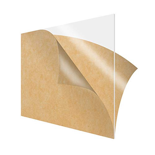 SimbaLux Acrylic Sheet Clear Cast Plexiglass 12 x 12 Square Panel 18 Thick 3mm Transparent Plastic Plexi Glass Board with Protective Paper for Signs DIY Display Projects Craft Easy to Cut