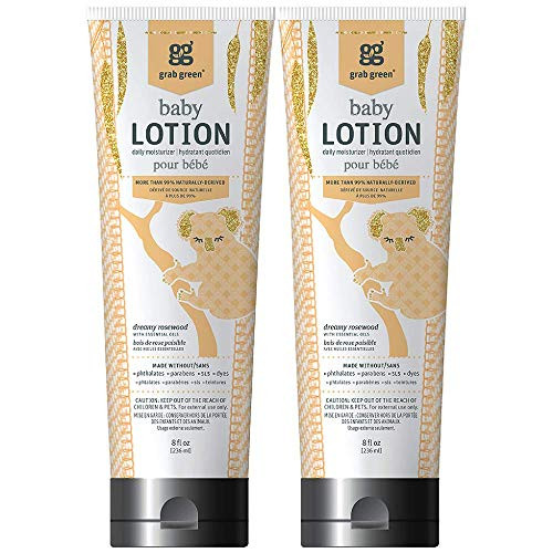 Grab Green 99 Natural Baby Lotion Dreamy Rosewood Fragrancewith Essential Oils 8 fl oz 2Pack PlantBased  Biodegradable Daily Moisturizer