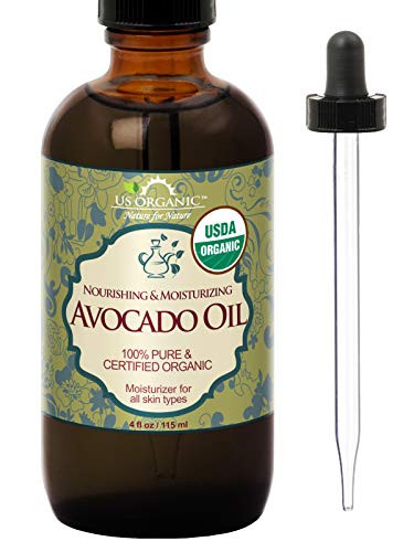 US Organic Avocado Oil Unrefined Virgin USDA Certified Organic 100 Pure  Natural Cold Pressed in Amber Glass Bottle wGlass Eye dropper for Easy Application 4 oz Large