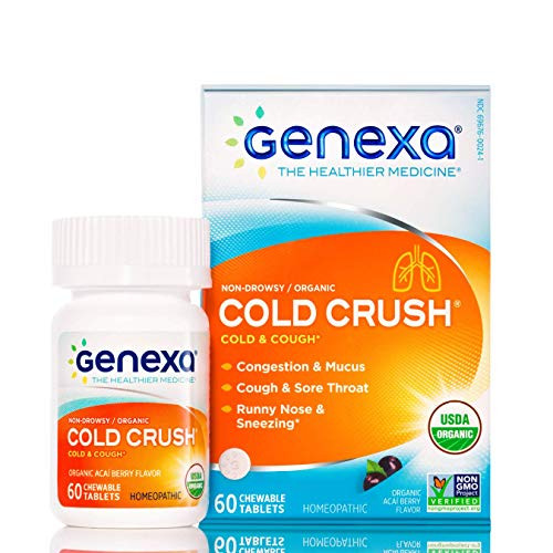 Genexa Cold Crush  60 Tablets  Certified Organic  NonGMO Physician Formulated Homeopathic  Cough  Cold Medicine