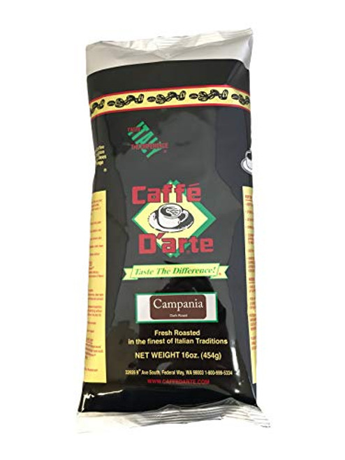 Caffe Darte Campania Blend Whole Bean Coffee Dark Roast 16 Ounce Bag