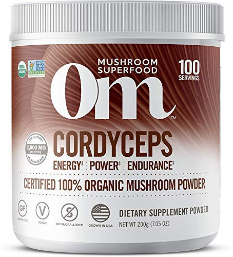 Om Organic Mushroom Superfood Powder Cordyceps 705 Ounce 100 Servings Energy and Endurance Support Supplement