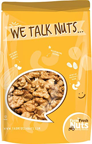 WALNUTS  SHELLED CALIFORNIA  Dry Roasted Salted With HIMALAYAN SALT  Great Source of Omega 3  Super Crunchy  1 LB  Farm Fresh Nuts Brand