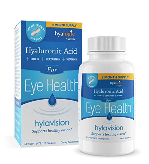 HylaVision Eye Health Supplements Hyaluronic Acid Lutein and Zeaxanthin Dietary Supplements for Vision Support 120 Capsules Vegan Formula by Hyalogic HylaVision Eye Health Supplements Hyaluronic Acid Lutein and Zeaxanthin Dietary Supplements for Vision Support 120 Capsules Vegan Formula by Hyalogic
