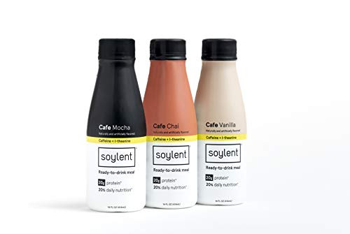 Soylent Cafe Variety Pack Plant Protein Meal Replacement Shake 14 Oz Pack of 12 4 of Each Cafe Vanilla Cafe Mocha Cafe Chai