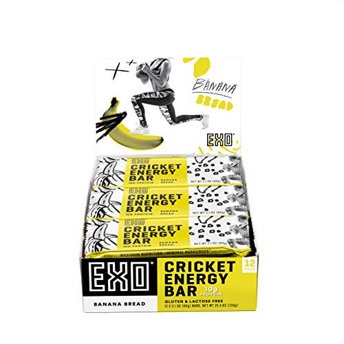 EXO Protein Bars Banana Bread 12 Count 10g Protein Gluten Free Dairy Free Cricket Protein Bar Packaging May Vary