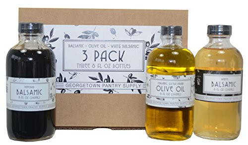 Georgetown Pantry Supply Oil  Vinegar Gift Set  Balsamic White Balsamic  Organic Extra Virgin Olive Oil