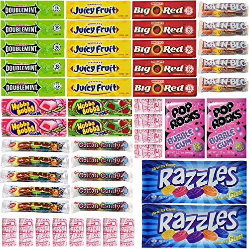 Chewing Gum Packs Variety Pack Bulk Assortment Including Bazooka Hubba Bubba Bubble Gum Dubble Bubble Wrigleys Juicy Fruit Doublemint Big Red Razzles Cry Baby and More 50 Count Chewing Gum Packs Variety Pack Bulk Assortment Including Bazooka Hubba Bubba Bubble Gum Dubble Bubble Wrigleys Juicy Fruit Doublemint Big Red Razzles Cry Baby and More 50 Count