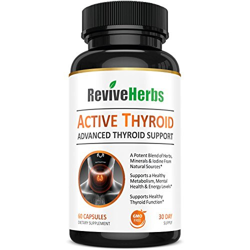 Premium Thyroid Support with Ashwagandha Iodine Selenium Magnesium Zinc Kelp B12  More for Hypothyroidism Weight Loss Increased Energy  Metabolism by Revive Herbs