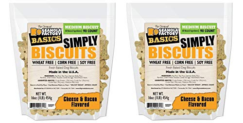 K9 Granola Factory 2 Pack of Medium Cheese and Bacon Simply Biscuits 90 Each Made in The USA