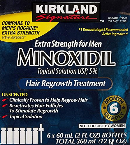 Kirkland Minoxidil 5 Extra Strength Hair Regrowth for Men 2 Fl Oz 6 Count