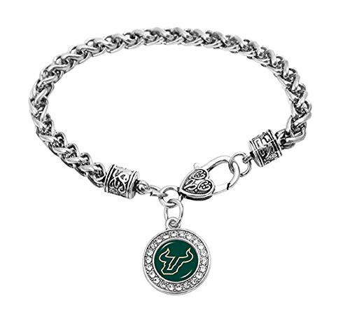 Swamp Fox South Florida Bulls Zinc Alloy Bracelet with Round Rhinestone Team Charm 7 inch