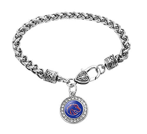 Swamp Fox Boise State Broncos Zinc Alloy Bracelet with Round Rhinestone Team Charm 7 inch