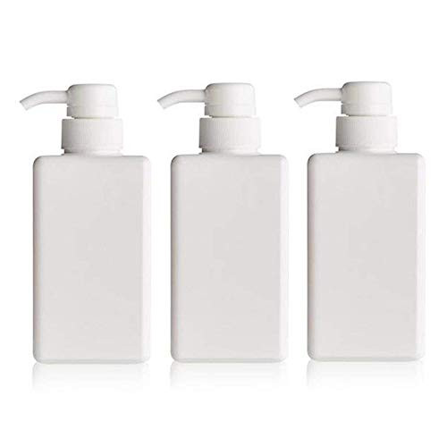 XINGZI 3PCS 100ml 34oz Empty Refillable Plastic Square Pump Bottle Jar for Liquid Lotion Dispenser Cosmetic Makeup Shampoo Shower Toiletries Liquid Containers White