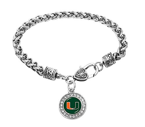 Swamp Fox Miami Hurricanes Zinc Alloy Bracelet with Round Rhinestone Team Charm 7 inch
