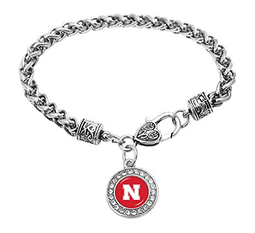 Swamp Fox Nebraska Cornhuskers Zinc Alloy Bracelet with Round Rhinestone Team Charm 7 inch