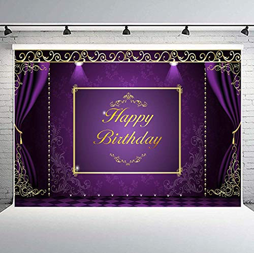 FLASIY Purple Glitter Stage Backdrop 10x7ft Happy 30th 40th 50th 60th Birthday Photography Backgrounds for Event Party Banner Photo Video Studio Props LHAY664 FLASIY Purple Glitter Stage Backdrop 10x7ft Happy 30th 40th 50th 60th Birthday Photography Backgrounds for Event Party Banner Photo Video Studio Props LHAY664