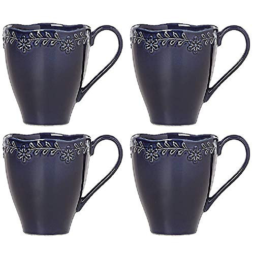 Lenox Chelse Muse Floral Navy 4piece Mug Set 285 LB Blue