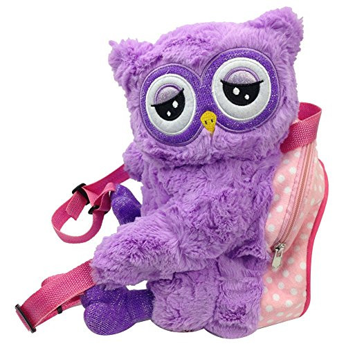 Snuggle Stuffs Girls Plush Lavender Night Owl Backpack, 15"