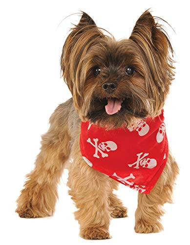 Rubies Costume 886864 Co Skulls  Bones Pet Bandana MediumLarge Red
