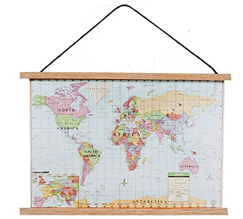 Melody Jane Dollhouse Modern World Map Wall Hanging Chart 1:12 Study School Accessory